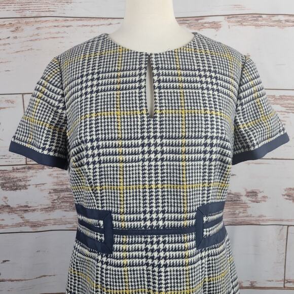 Boden Bridget Tweed Dress 100% Wool Plaid Sheath Size 8P - Picture 5 of 10